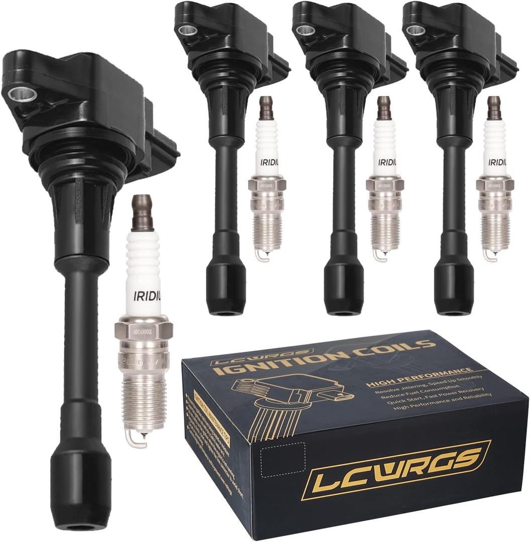 Set of 4 Ignition Coil Pack and Spark Plugs Fits for 2007 2008 2009 2010 2011 2012 2013 Nissan Altima Versa Sentra Rogue Cube NV200 2.5 1.8 1.6 2.0 L4 Spark Plugs Coil Packs Replaces# UF549 & 9029