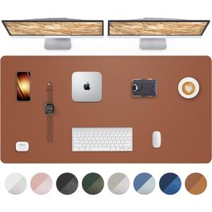 Large Leather Desk Mat - 48"x24" Office Desk Protector, Non-Slip PU Leather Mouse Pad, Waterproof Writing Pad for Office and Home (Brown)