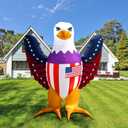 Patriotic Inflatable 6FT Bald Eagle with Flying Wings 4th of July Inflatable Yard Decorations Outdoor Holiday LED Blow up Decor for American Decorations Advertising Business Promotion