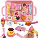 Pudding Ice Cream Feeding Toys for Dolls,Pretend Play Food Kitchen Accessories, Doll Role Play Girl Gifts Toys (Pink)