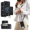 MAGEASY Designed for Phone 17 Pro Max Wallet Case with Crossbody Strap - Compatible with MagSafe Detachable Coin Purse & Card Slot, Leather Crossbody Lanyard, 16ft Drop Protection | Pouch M (Black)