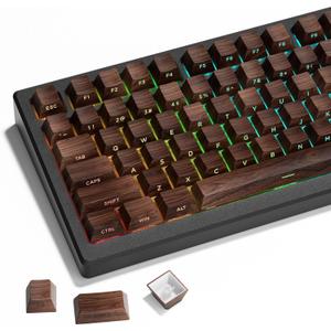 XVX PBT Keycaps - Side Print Shine Through Custom Keycaps 60 65 75 100 Percent, Retro Dye Sub & Double Shot Key caps Set 126 Keys, Cherry Profile for Mechanical Keyboard, Walnut Textures