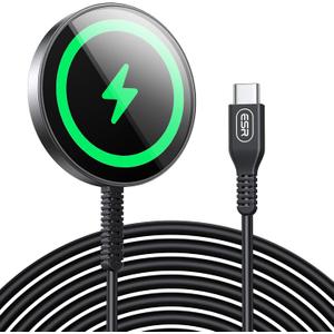 ESR for MagSafe Charger 15W Wireless Charger for iPhone 16 Pro Max/16 Pro/16/16 Plus/15/14/13/12 Apple Magnetic Charging Pad for AirPods 4/3/Pro/Pro 2 Galaxy S25 Series with Dual USB A/C Ports, Black