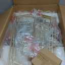 KSANA Gold Chandeliers, Geometric Lantern Pendant Chandelier with Seeded Glass, Modern 4 Light Chandelier Light Fixture for Kitchen Island, Entryway, Foyer