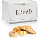 Bread Box for Kitchen Countertop, Large Capacity Bread Storage Container for Homemade Bread, Wooden Bread Holder Bread Bin for Kitchen Counter Corner, Cabinet, Pantry, Cupboard (White)