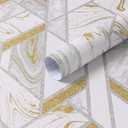 Safiyya 78.7"17.3" White and Gold Wallpaper Geometric Peel and Stick Wallpaper for Bedroom Contact Paper for Cabinets Liner Self Adhesive Removable Wall Paper for Walls Vinyl Rolls