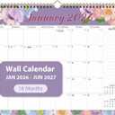 6 x 2026 Wall Calendar, 18 Monthly Wall Calendar from January 2026 to June 2027, Paper Desk Planner(11'' x 8.5''), Hanging for Teacher Family School Office Supplies