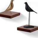 Floating Shelves for Wall Set of 2, 6-Inch Solid Wood Square Shelves, Small Decorative Wall Display Shelf for Bathroom, Bedroom, Living Room & Kitchen  Dark Walnut