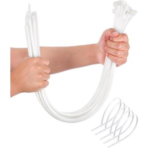 Large Zip Ties Heavy Duty Outdoor 24 inch (50 Pack), Heavy Duty Zip Ties 120 lbs Tensile Strength Outdoor UV Resistant,Awnings Tying Branches Bundling of Crops Fixed Water Pipes (White)