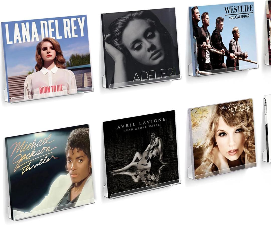 8 Pack Vinyl Record Shelf Wall Mount, 12 inch Record Holder for Storage & Display, Clear Floating Shelf for Kids Bookshelf, Magazine Rack, Picture Ledge