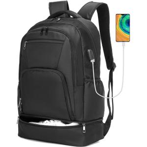 seyfocnia Gym Backpack for Men,Gym Bag with Shoe Compartment Lightweight Travel Workout Sports Backpack with USB Charging Port (20inch, Black)