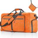 Travel Duffle Bag for Men, 65L Foldable Travel Duffel Bag with Shoes Compartment Overnight Bag for Men Women Waterproof & Tear Resistant (Orange)