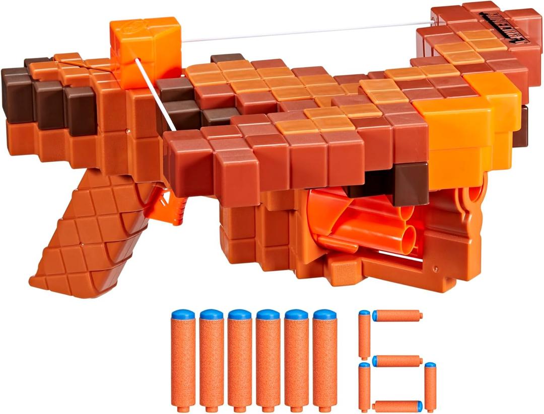 Nerf Minecraft Pillager's Crossbow Dart Blaster, 6 N1 Darts Compatible Only with N1 Dart Blasters, 6 Dart Capacity, Ages 8+
