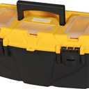 Torin 15.5" Plastic Storage Tool Box with Removable Tray,Small Toolbox Organizer With Screw Box, Black/Yellow ATRJH-3015T