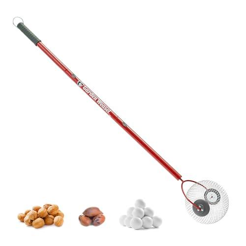 GARDEN WEASEL Medium Nut Gatherer Roller – Nut Collector Tool for Pecans, Hickory Nuts, Golf Balls and More – Yard Picker Upper with Durable Steel Cage and Ergonomic Handle - Newest Model