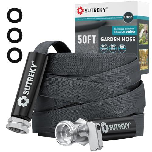 SUTREKY 50ft Garden Hose with Valve, Ultra Lightweight All-Weather Water Hose, Durable & Flexible, Leak-free Connections, TPU Water Hose, Drinking Water Safe