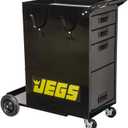 JEGS Welding Cart with Drawers and Welding Tank Platform - Fits Most MIG, TIG, ARC Welding Machines, Plasma Cutter - Steel Constructed and Black Powder Coat Finished Welding Table with Locking Wheels