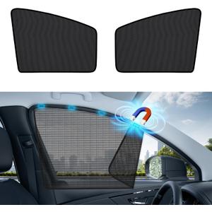 Aokway Car Side Window Sunshades, Driver Car Window Screen Mesh, Universal Fit for Camping and UV Protection (Black, Front Side 2pcs)