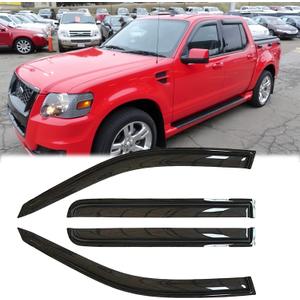 94740 Sunproof Waterproof Side Window Wind Deflector fit for 2007-2010 Ford Explorer Sport Trac, 4pcs Tape On Protective Replacements Rain Guards Window Visors