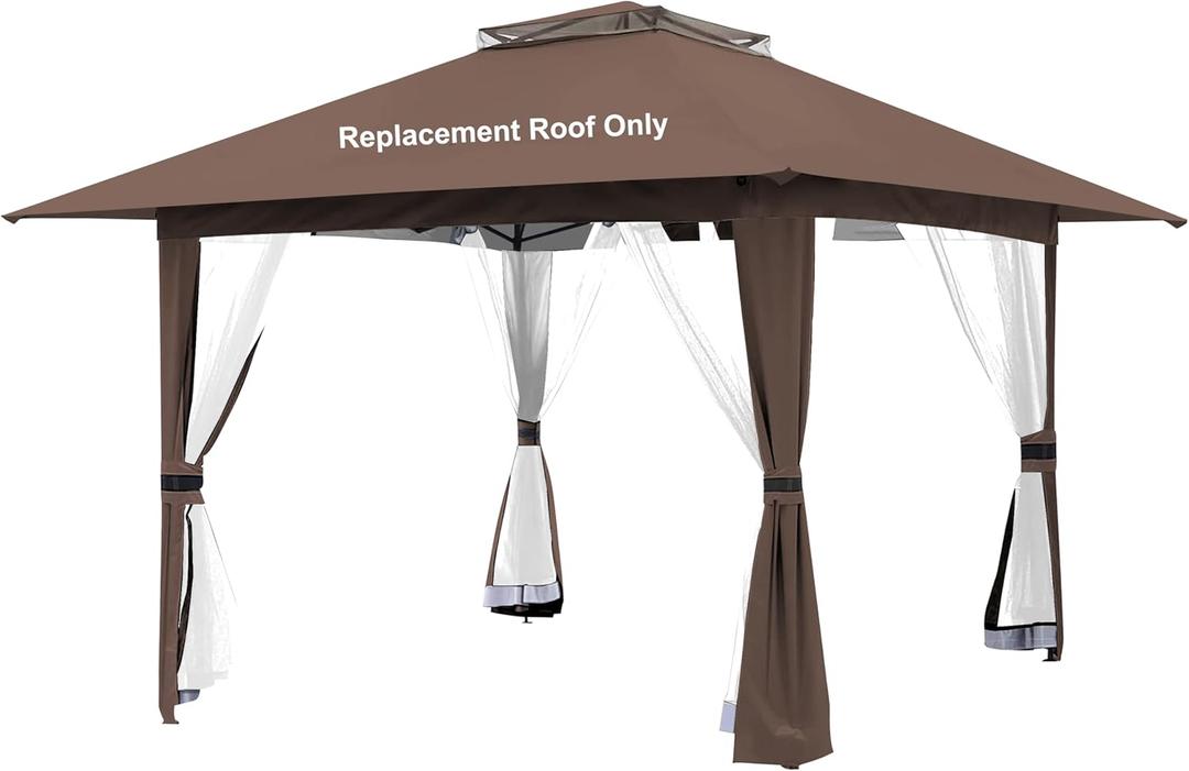Brown Gazebo Cover Compatible with Crown ASIN: B09KLV8VXW, B0BKP85H6L, B0BKV6BGV2, B0BKP84WCB, B09KLVPSQF, B0BKPVRS53 Gazebo Frame.(Replacement Roof Only,Frame and Netting NOT Included)