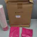 350 Pcs Hot Pink Plates and Napkins, 50 Guest Breast Cancer Awareness Party Supplies Include Scalloped Paper Plates Napkins Cups Plastic Spoons Forks Knives Disposable Tableware Set for Women