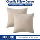 MIULEE Pack of 2 Beige Decorative Pillow Covers 18x18 Inch Soft Chenille Couch Throw Pillows Farmhouse Cushion Covers for Home Decor Sofa Bedroom Living Room
