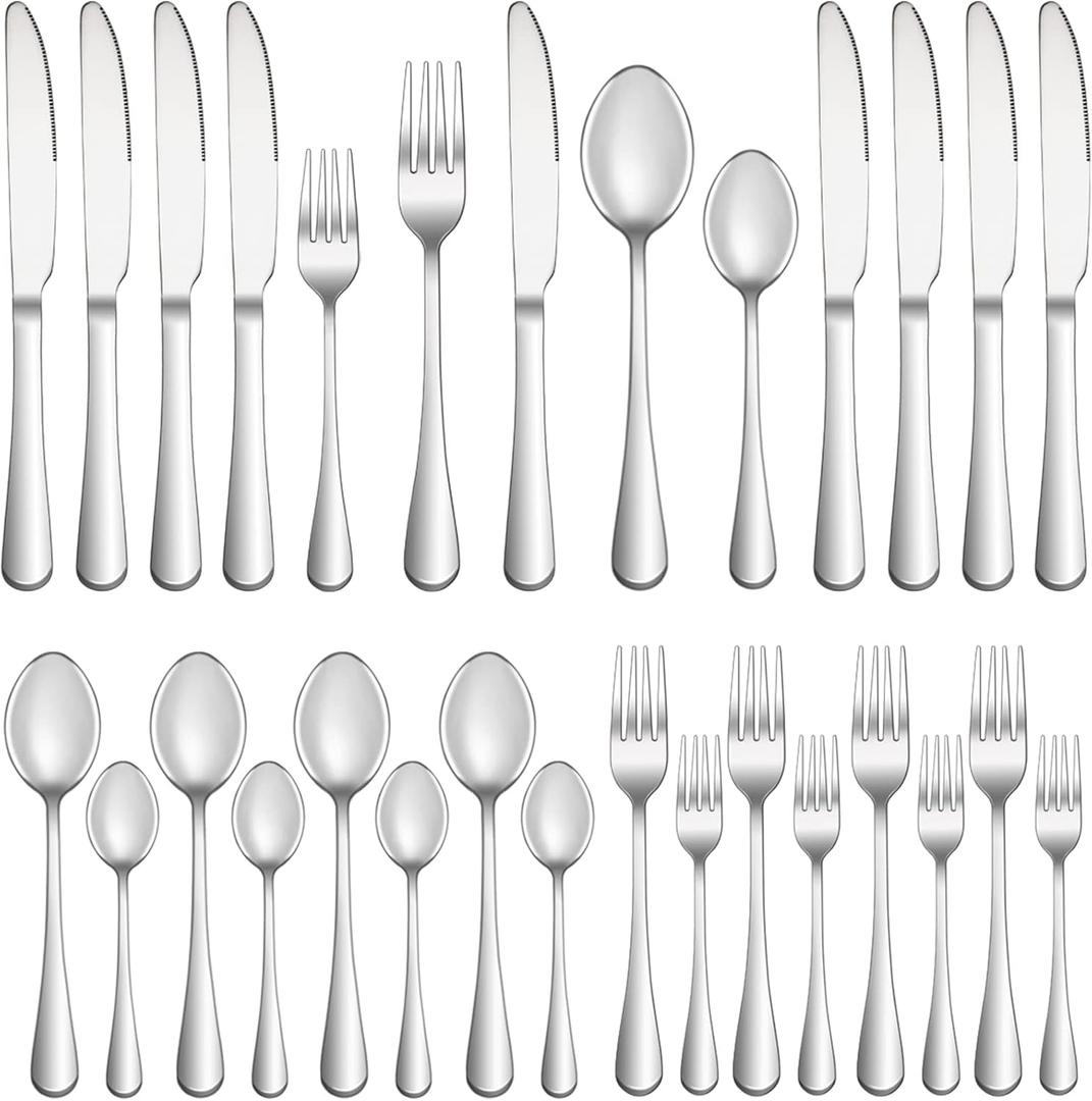 20 Piece Silverware Set Service for 4,Premium Stainless Steel Flatware Set,Mirror Polished Cutlery Utensil Set,Durable Home Kitchen Eating Tableware Set,Include Fork Knife Spoon Set,Dishwasher Safe (20 Pieces)