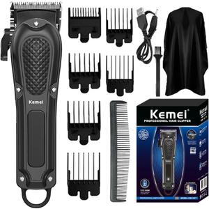 KEMEI Hair Clippers for Men Professional Cordless&Corded Barber Clippers for Hair Cutting & Grooming, Rechargeable Beard Trimmer for Men,KM-1071 (Black)