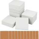 35 Pieces 4 Inch Blank Ceramic Coasters, Unglazed Ceramic Tiles Coasters, Ceramic Tiles with Cork Backing Pads for Painting, DIY Crafts, Mosaics, Square, White by GNIEMCKIN