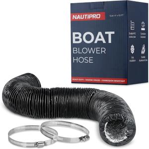 NautiPro Boat Blower Hose 4 Inch  Marine Exhaust Hose  Flexible Air Vent Hose for Engine Compartment, RV, Jet Ski  Black