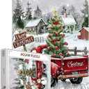 Merry Christmas Puzzles 1000 Pieces for Adults, Families (Wooden House,Fantasy Forest,Chriastmas Tree,Vintage Car) Pieces Fit Together Perfectly 19.7''x27.6''inch Winter Magic Puzzle Art Boho Gift