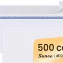 SUNEE #10 Security-Tinted Self Seal Envelopes  500 Pack White Windowless Mailing Envelopes, 24LB Printer Friendly for Business, Home & Office Use (4-1/8 x 9-1/2")