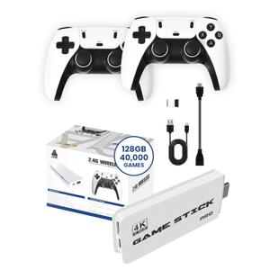 Boltz Retro Stick Gaming Stick  Retro Gaming Console with 40,000+ Classic Video Games, 9 Emulators, 128GB Storage, Plug & Play 4K HDMI Output, Includes 2 Wireless 2.4GHz Controllers
