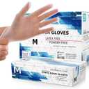Powder Free Disposable Gloves Medium, [1000 Count] - 4 Mil Clear Vinyl Gloves- Extra Strong, 4 Mil Thick - Latex Free, Food Safe, Medical Exam Gloves, Cleaning Gloves - 10 Boxes of 100