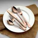 WYT Rose Gold Dinner Spoons Set for 8, Stainless Steel Rose Gold 8-Piece Flatware Spoon Set, Modern Silverware Dinner Spoons, Mirror Polished, Dishwasher Safe, 7.9 Inches