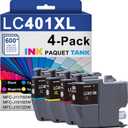 LC401XL LC401 MFC-J1010DW High Yield Ink Cartridges - Replacement for Brother LC401XL LC401 Ink Work with MFC-J1010DW MFC-J1012DW MFC-J1170DW Printer (1Black 1Cyan 1Magenta 1Yellow, 4 Pack)