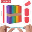 1200 Pcs Colored Popsicle Sticks, 4.5 Inch Colored Wooden Craft Sticks for DIY Craft Creative and Classroom Art Supplies, Ice Cream Sticks, Multi-Color Rainbow Craft Sticks for Home Art Projects