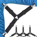 RZJZGZ 4Pcs Bed Fitted Sheet Straps Clips Adjustable Crisscross Sheets Clip Holder Fasteners Suspenders for Mattress Cushion Cribs Elastic Sheet Strap Fitted Sheet Corner Holder (Black)