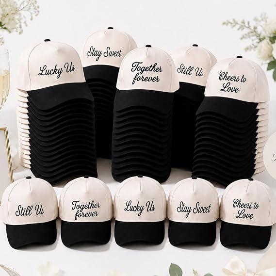 Hercicy 50 Pcs Wedding Trucker Hat Baseball Cap Bulk Wedding Party Favor