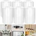 GO&SO 6 Pack Clear Glass Lamp Shade Replacement, 5.9" Height, 3.94" Diameter, 1.65" Fitter - Cylinder Glass Pendant Light Shades Only,High Transmittance for Chandelier Shades,Floor Lamps,Wall Sconces