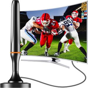 Digital TV Antenna for Smart Tv Indoor Antenna for Tv Without Cable with 360 Reception Strong Magnetic Base, tv Antenna for Local Channels, Supports 1080P and 4K -10ft Long CablesOrange-17401