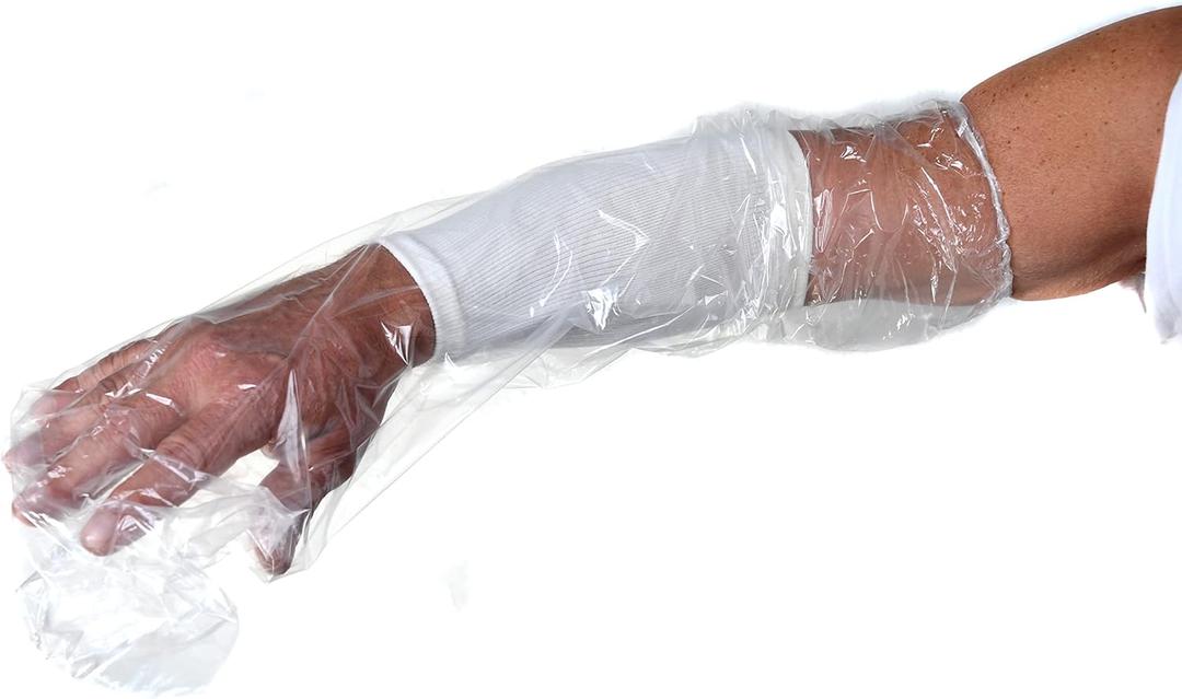 DISPOSABLE SHOWERSOC Hand Cast shower Cover Sleeve Dressing - 50 pack - Large - Fits 17-25" Waterproof Adult Arm Bag Protector Wound Bath Bandage Broken Hand Wrist Finger Elbow