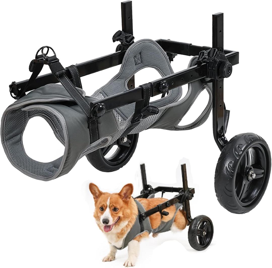 Dog Wheelchair for Back Legs, Light Weight Dog&Cat&Pets Wheelchair Cart with Disabled Hind Legs Walking, Adjustable Doggy Wheelchair Cart with Wheels for Back Legs (Medium-Large, Gray)