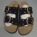 Empty Entire Smooth Leather Stud Strap Mule Sandals, Black, Size 8