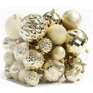 Annecy Christmas Tree Ornaments - 36 PCS Shatterproof Christmas Ball Ornaments Set for Holiday, Wreath & Party Decorations (Multi-Size, Gold)