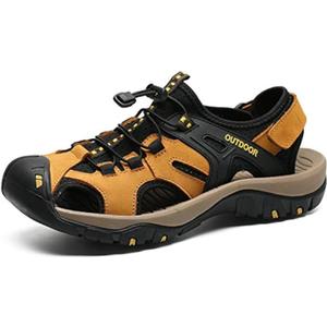 Men's Sport Sandals Outdoor Hiking Sandals Closed Toe Water Sandals Casual Lightweight Summer Breathable Beach Shoes (10.5, Yellow)