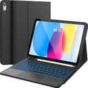 CHESONA for iPad 10th Generation Case with Keyboard, 7 Color Backlight, Multi-Touch Trackpad, Flip Stand Case with Pencil Holder, 2 Wireless Channels for iPad (A16) 11th/10th Gen (2025/2022), Black