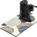 Rnivvi Coffee Mat, 12" x 19" Cute Boho Theme Coffee Bar Mats for Espresso Machine Station Accessories and Organizer, Hide Stain Rubber Backed Absorbent Dish Drying Pad for Kitchen Counter, Circle (Abstract Art Circle)