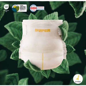 DYPER Monthly Pack Baby Diapers Size 2 (12-18 lbs) 32 Count - Leak-Proof & Plant Based, Hypoallergenic and Ultra Absorbent Size 2 Diapers for Day and Overnight Skin Protection 
