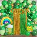 St. Patricks Day Balloon Garland Arch Kit 139 Pcs St Patricks Day Party Decorations Balloon Foil Fringe Curtains and Lucky Balloons for Baby Shower Birthday Party Supplies Irish Festival Party Decor